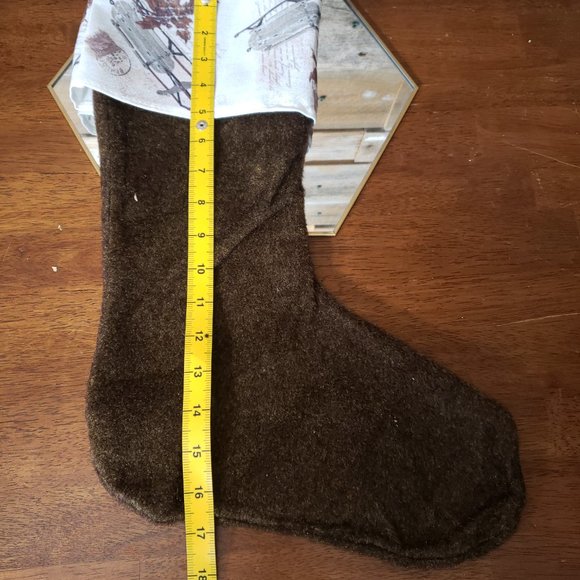 Sullivans 16" Felt & Linen Stocking - Antique Sled - Country Christmas - Picture 7 of 9